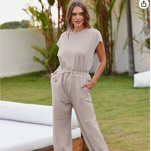 Short Sleeve Open Back Jumpsuit XL